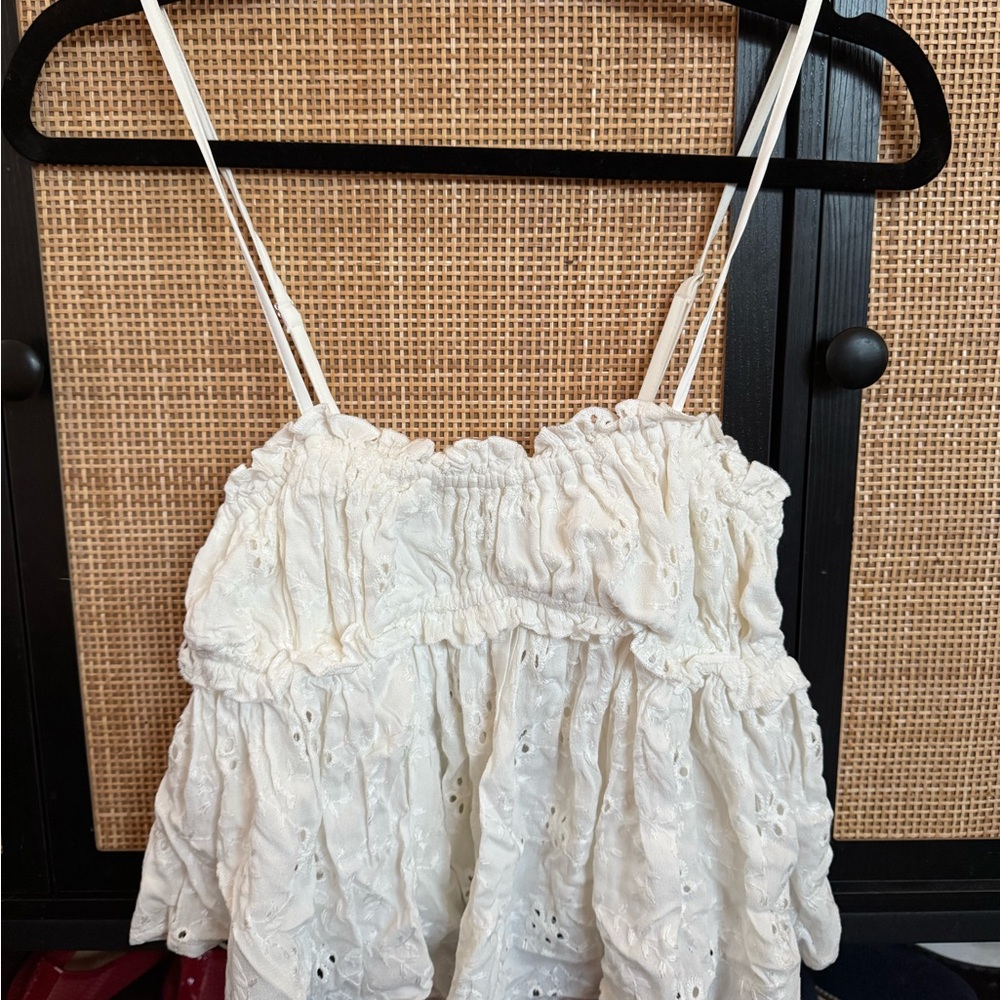 Elegant White Eyelet Camisole Top